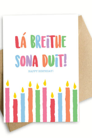 Lá Breithe Sona Duit (Multicoloured with candles)