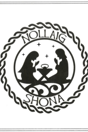 Nollaig Shona (Gold line on white background)