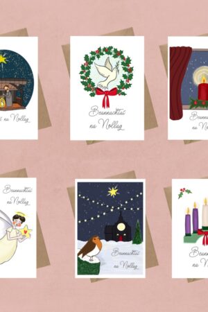 Pack of 6 Christmas Cards – Beannachtaí na Nollag (Saorla Róis)